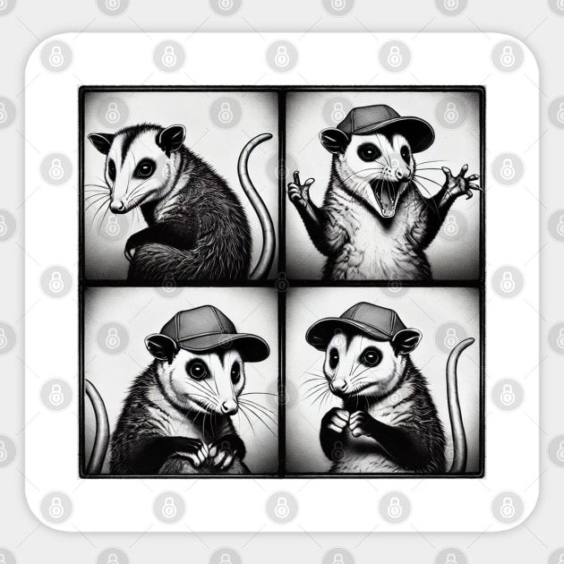 Adorable Feral Possum in dad hat Funny Photobooth design Sticker by Luxinda